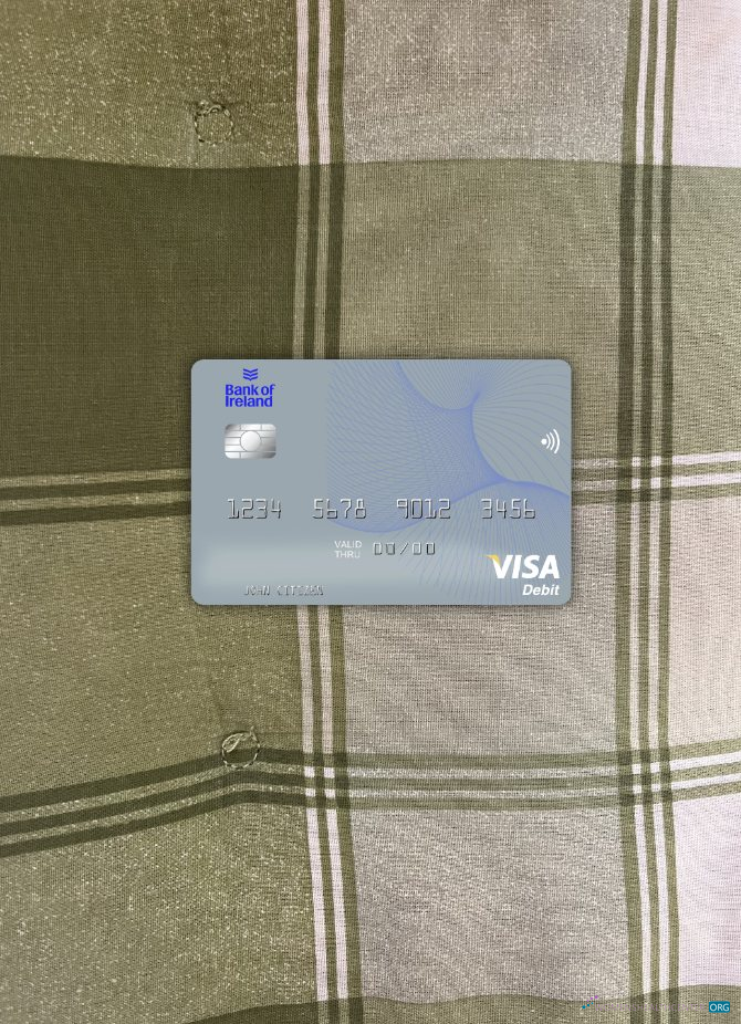 Download Ireland Bank of Ireland visa debit card photolook front Photoshop template